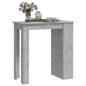 Table de bar à étagère de rangement Gris béton 102x50x103,5 cm