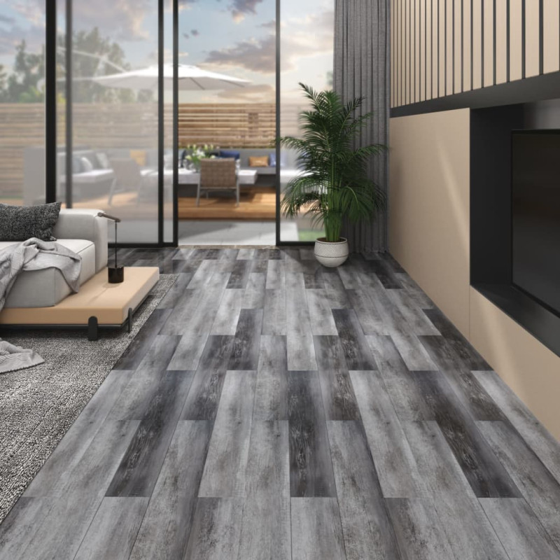 Dalles de plancher PVC 5,02 m² 2 mm autoadhésif gris brillant