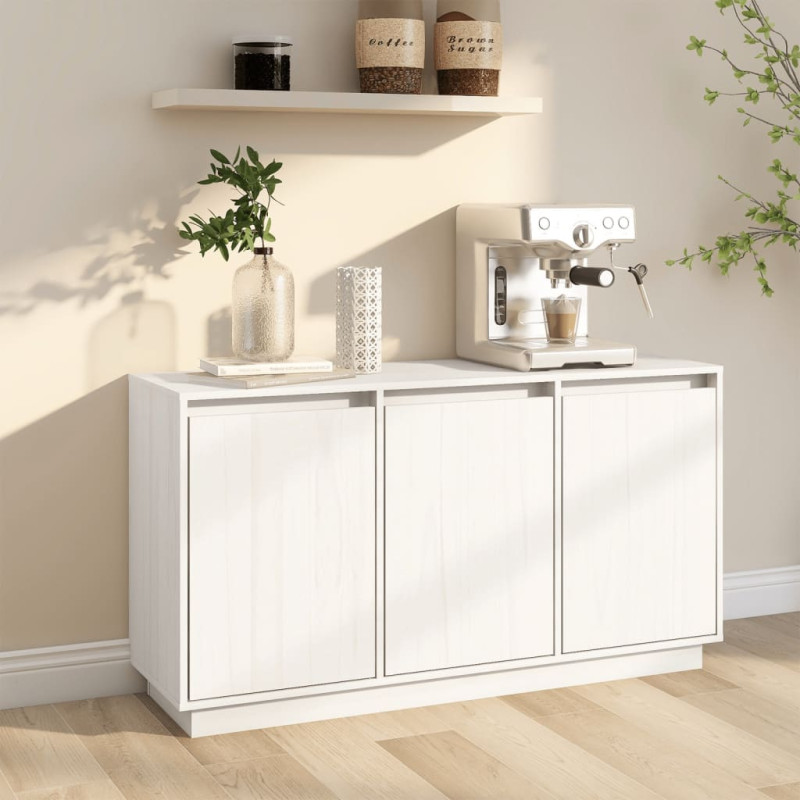 Buffet Blanc 111x34x60 cm Bois massif de pin