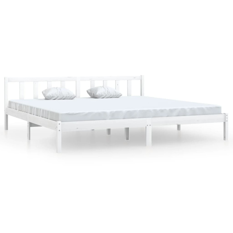 Cadre de lit sans matelas blanc bois massif