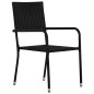 Chaise à dîner de jardin empilable lot de 4 noir résine tressée