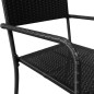 Chaise à dîner de jardin empilable lot de 4 noir résine tressée