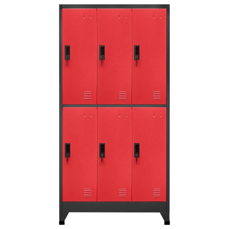 Armoire à casiers Anthracite et rouge 90x45x180 cm Acier