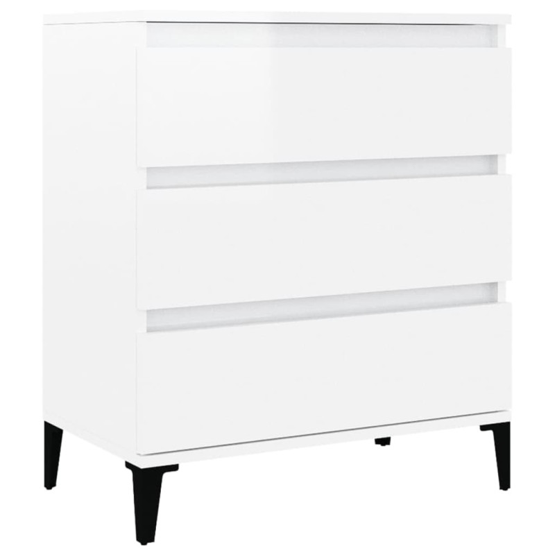 Buffet Blanc brillant 60x35x70 cm Bois d ingénierie