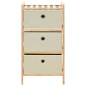 Étagère de rangement 3 paniers Tissu Bois de cèdre Beige