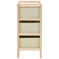 Étagère de rangement 3 paniers Tissu Bois de cèdre Beige