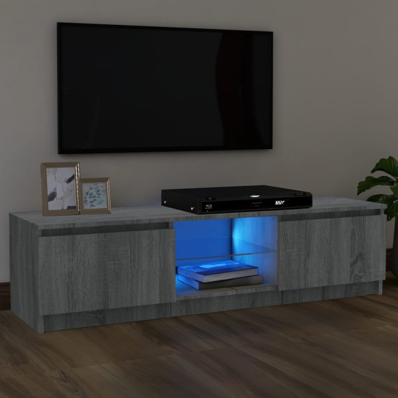 Meuble TV avec lumières LED sonoma gris 120x30x35,5 cm