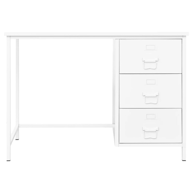 Bureau industriel avec tiroirs Blanc 105x52x75 cm Acier