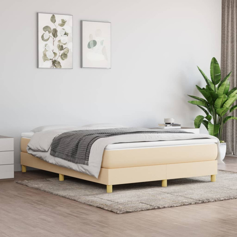 Cadre de lit sans matelas crème 140x190 cm tissu