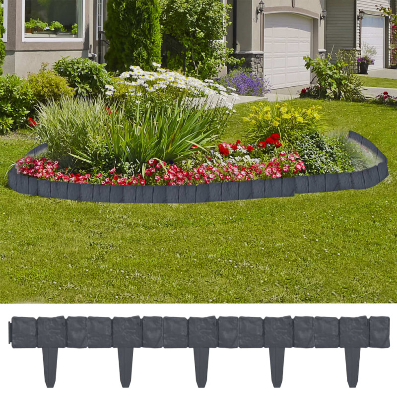 Clôture de jardin Aspect de pierre 41 pcs Plastique 10 m