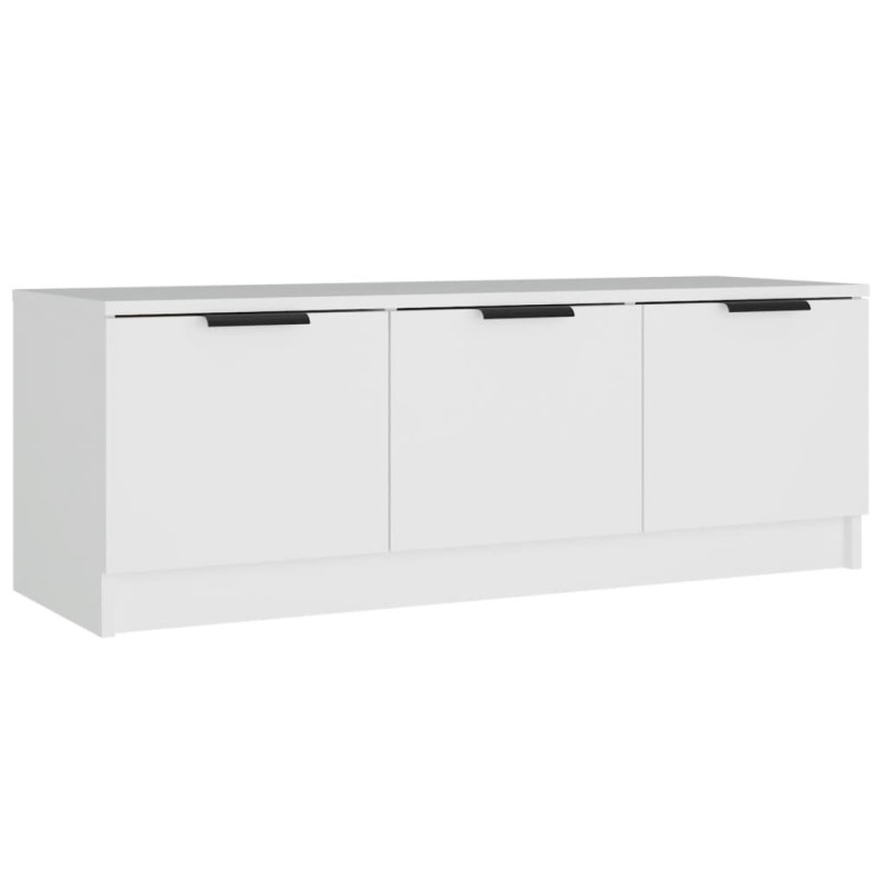 Meuble TV Blanc 102x35x36,5 cm Bois d ingénierie