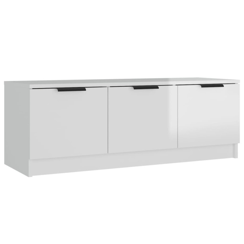 Meuble TV Blanc brillant 102x35x36,5 cm Bois d ingénierie