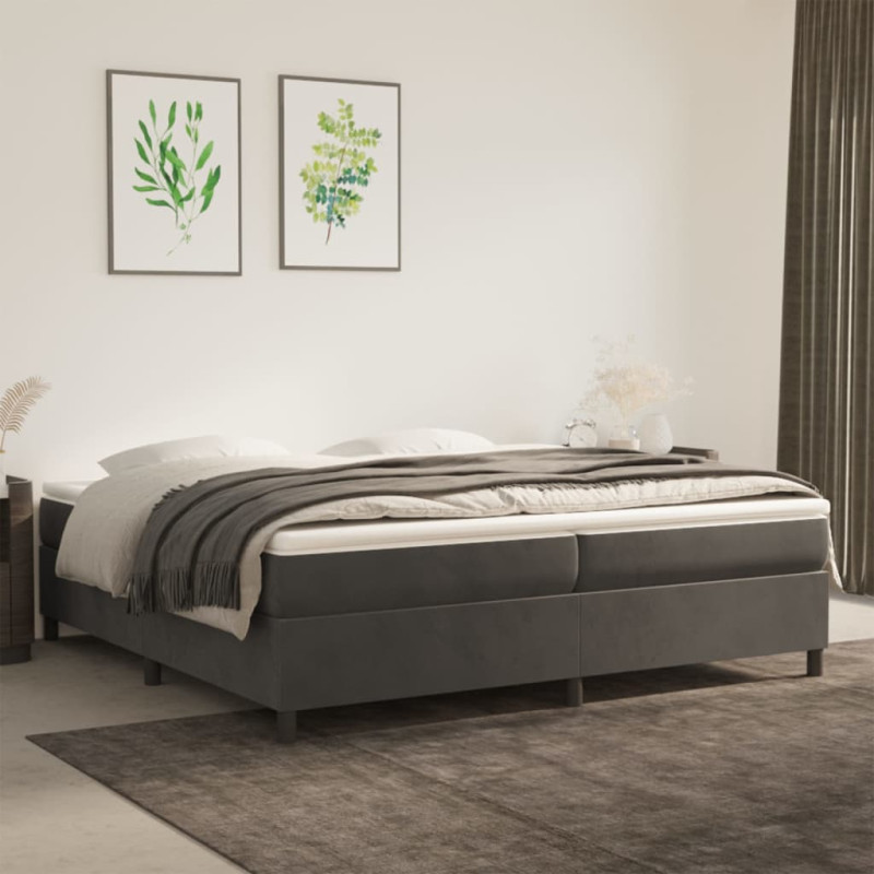 Cadre de lit sans matelas gris foncé 200x200 cm velours