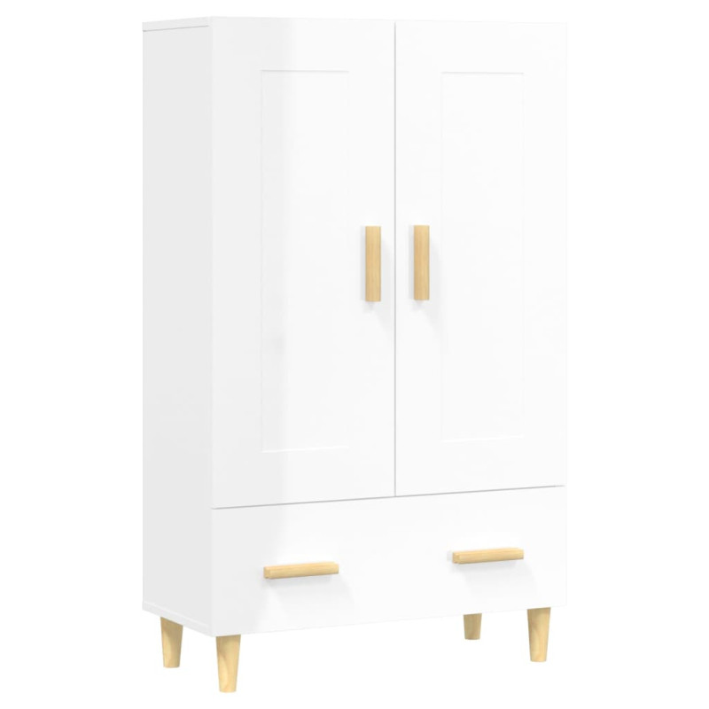 Buffet Blanc brillant 70x31x115 cm Bois d ingénierie