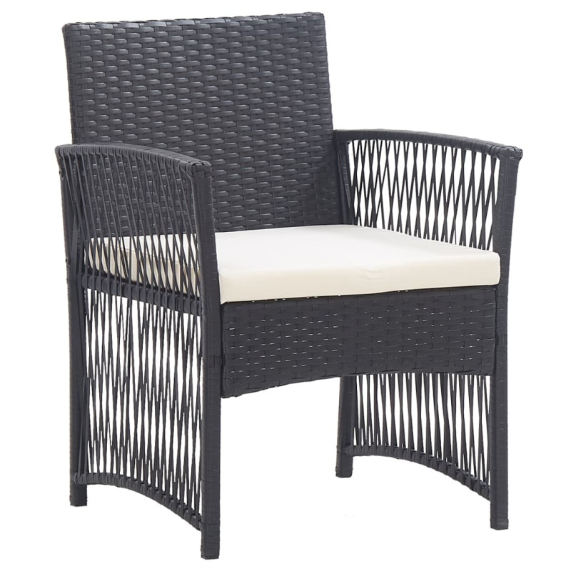 Fauteuils de jardin avec coussins lot de 2 Noir Résine tressée