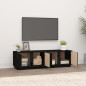 Meuble TV Noir 140x40x40 cm Bois de pin massif