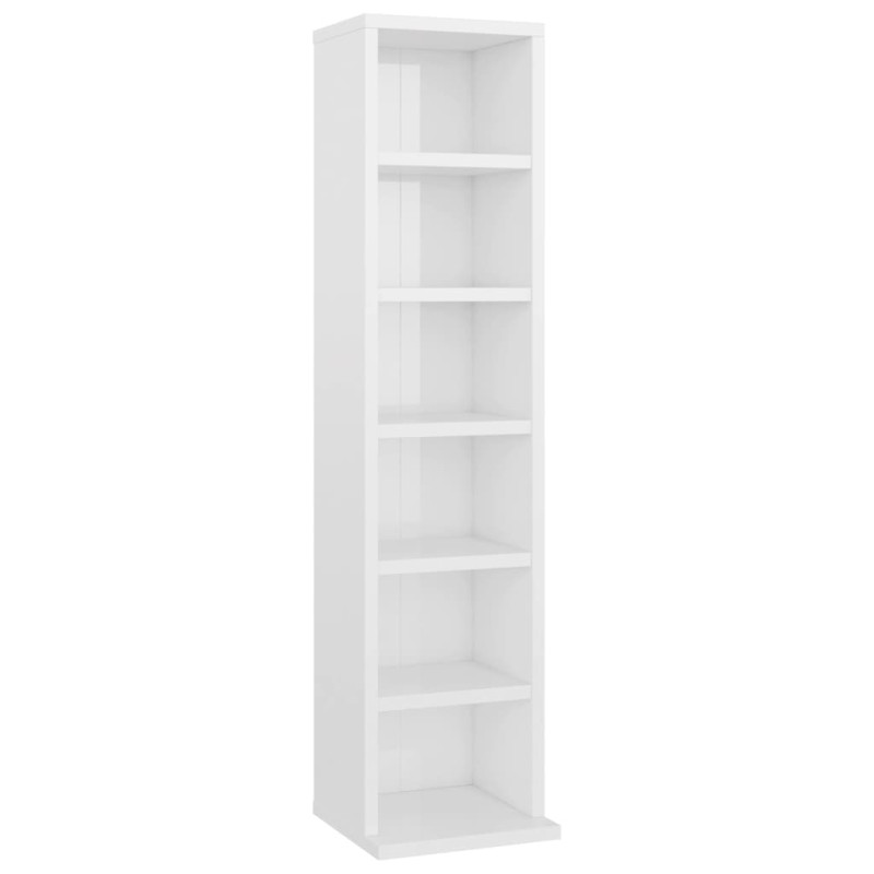 Armoire à CD Blanc brillant 21x20x88 cm Bois d ingénierie