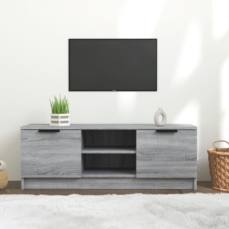 Meuble TV Sonoma gris 102x35x36,5 cm Bois d ingénierie