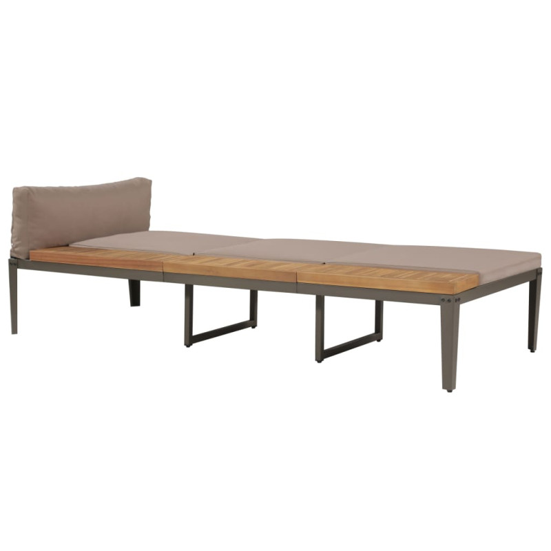 Chaise longue avec coussins Bois d acacia solide Marron