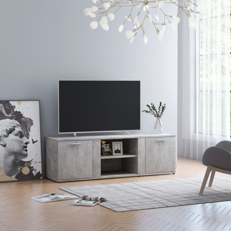 Meuble TV Gris béton 120x34x37 cm Bois d’ingénierie