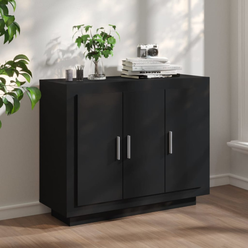 Buffet Noir 92x35x75 cm Bois d ingénierie