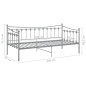 Cadre de canapé lit sans matelas gris métal 90x200 cm