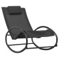 Chaise longue avec oreiller acier et textilène noir