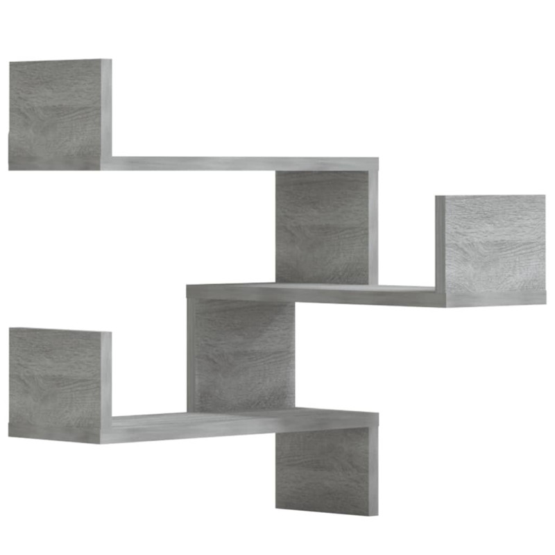 Étagères d angle murales 2 pcs Sonoma gris 40x40x50 cm Bois