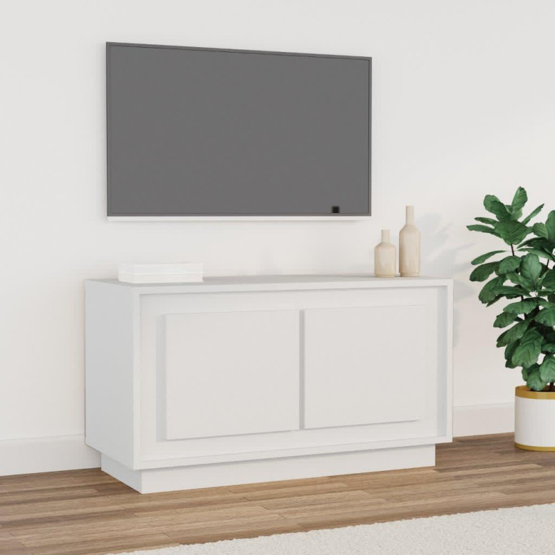 Meuble TV blanc 80x35x45 cm bois d ingénierie