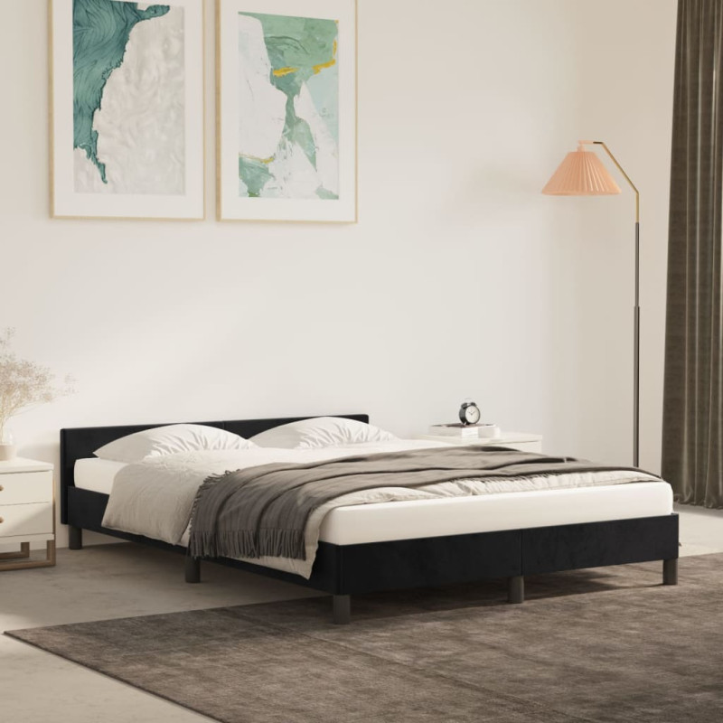 Cadre de lit sans matelas noir 140x190 cm velours