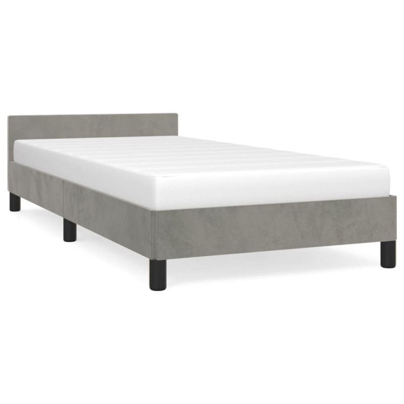 Cadre de lit sans matelas gris clair 90x190 cm velours