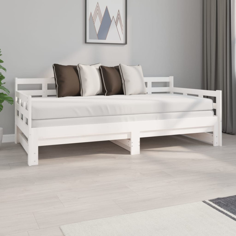 Lit coulissant sans matelas blanc 2x(90x190) cm