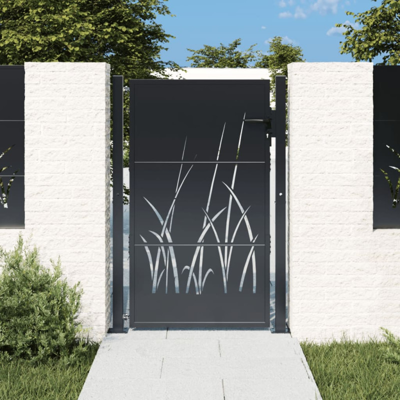 Portail de jardin anthracite 105x155cm acier conception d herbe