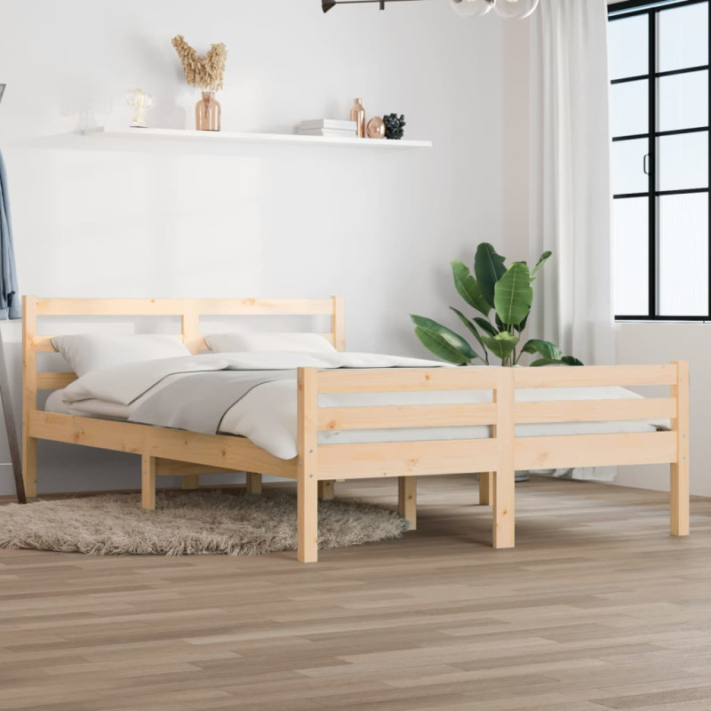 Cadre de lit sans matelas bois massif 140x190 cm