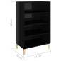 Buffet noir brillant 57x35x90 cm bois d ingénierie