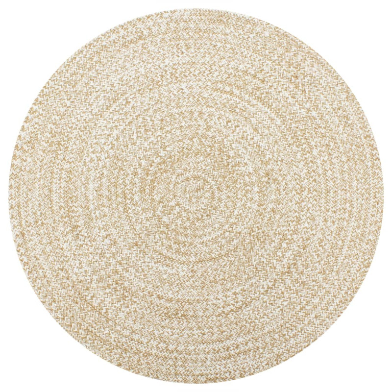 Tapis fait à la main Jute Blanc et naturel 120 cm