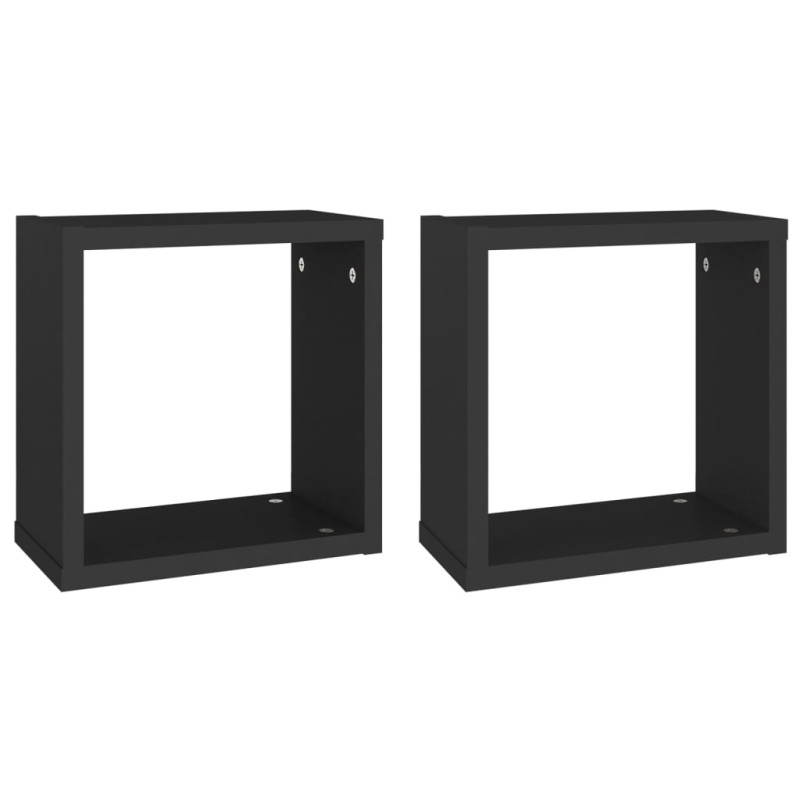 Étagères cube murales 2 pcs noir 30x15x30 cm