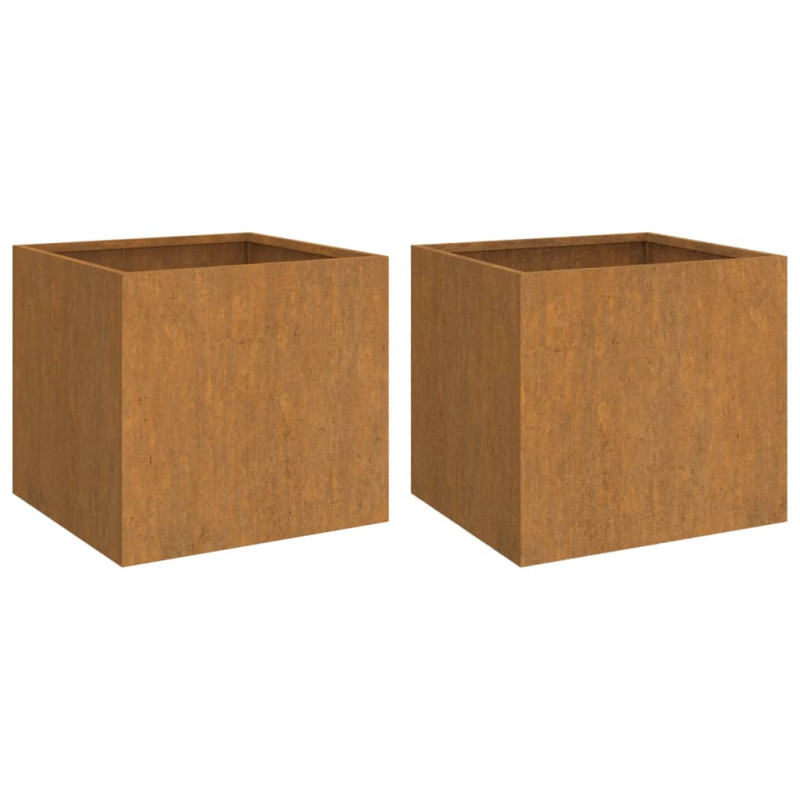 Jardinières 2 pcs 49x47x46 cm acier corten