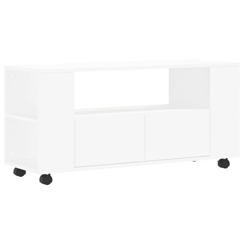 Meuble TV blanc 102x34,5x43 cm bois d ingénierie