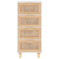 Buffet Blanc 40x30x90 cm Bois de pin massif et rotin naturel