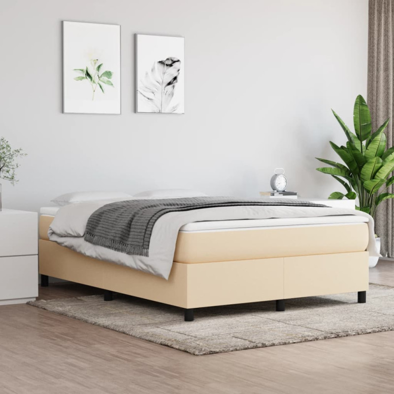 Cadre de lit sans matelas crème 140x190 cm tissu