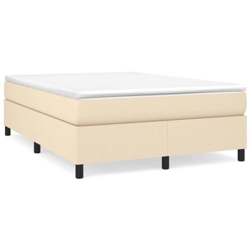 Cadre de lit sans matelas crème 140x190 cm tissu