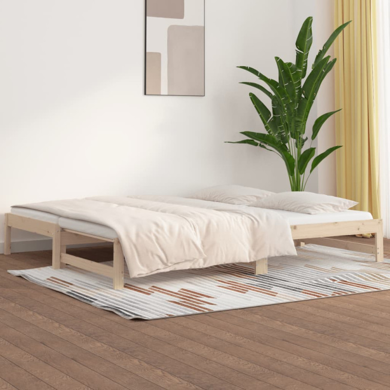 Lit coulissant sans matelas 2x(80x200) cm Bois de pin massif