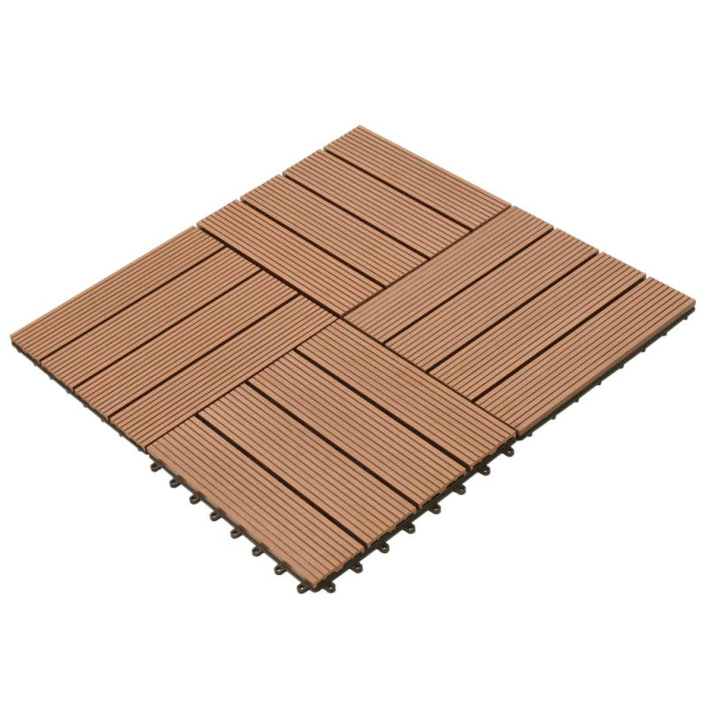 Carreaux de terrasse WPC 30x30 cm 11 pcs 1 m2 Marron