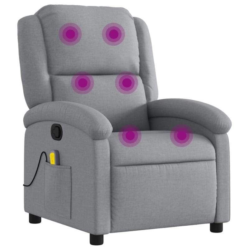 Fauteuil de massage inclinable Gris clair Tissu