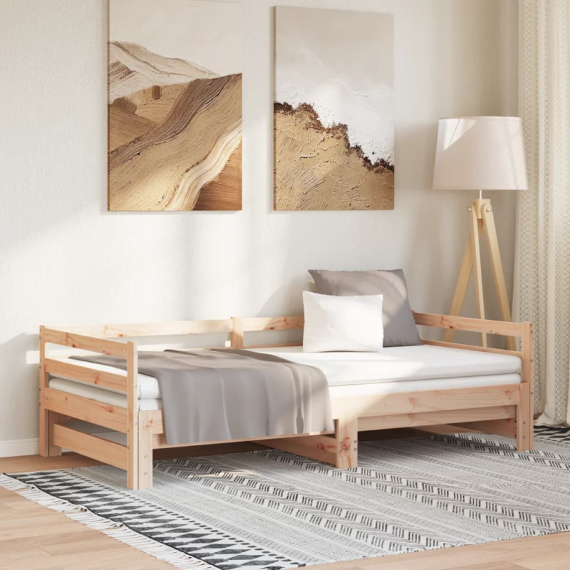 Lit de jour et lit gigogne sans matelas 90x190 cm bois massif