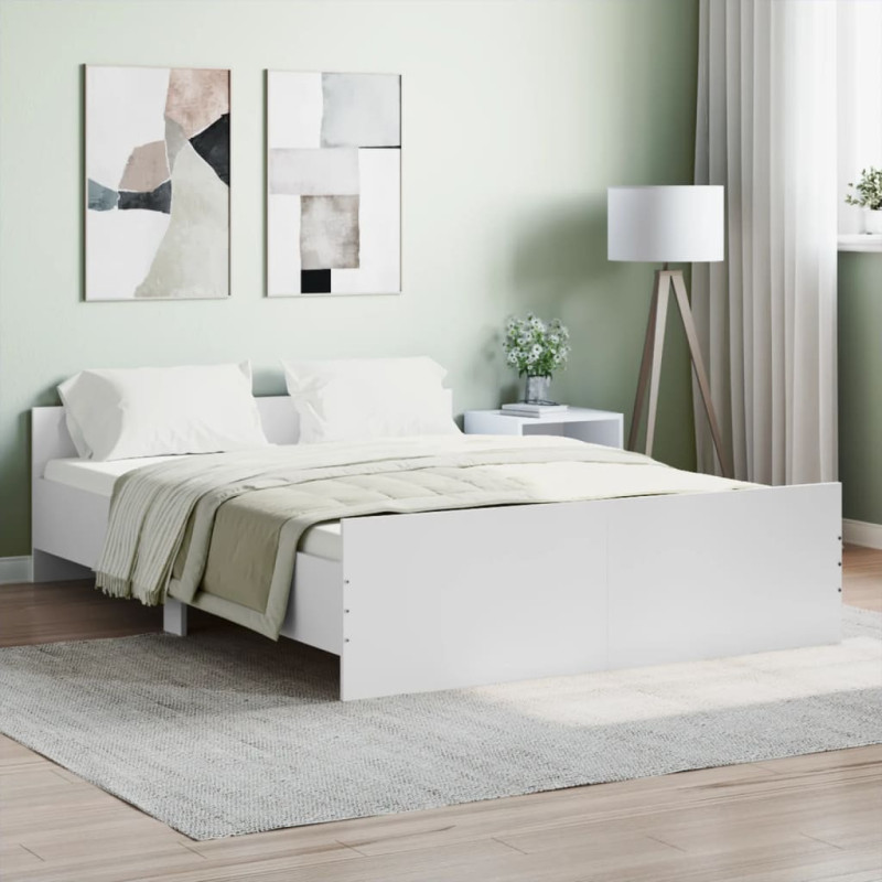 Cadre de lit sans matelas blanc 140x190 cm