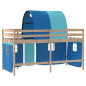 Lit mezzanine enfants avec tunnel sans matelas bleu 90x190 cm