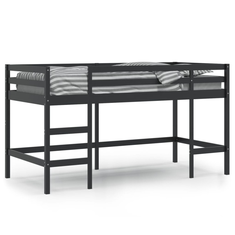 Lit mezzanine d enfants sans matelas avec échelle noir 90x190cm