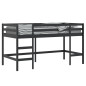 Lit mezzanine d enfants sans matelas avec échelle noir 90x190cm